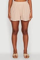 Womens Trendy Gauze Knit High Waisted Shorts,