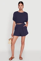 Womens Trendy Gauze Knit High Waisted Shorts,