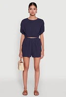 Womens Trendy Gauze Knit High Waisted Shorts,
