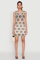 Womens Hexagon Geometric Crochet Sleeveless Top, Multi, Size S