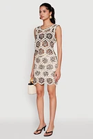 Womens Hexagon Geometric Crochet Sleeveless Top, Multi, Size S