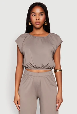Womens Dolman Sleeve Crop Top, Grey, Size S
