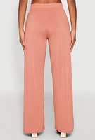 Womens High Waist Wide Leg Pants, Pink, Size L