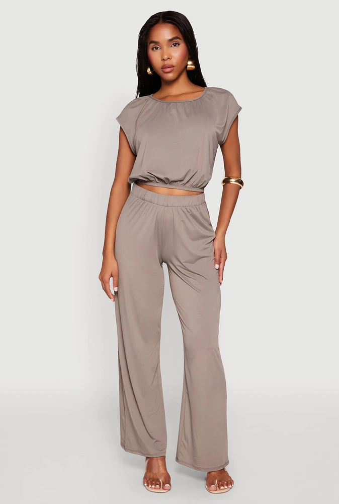 Womens High Waist Wide Leg Pants,