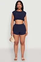 Womens Airy Dolman Sleeve Crop Top,