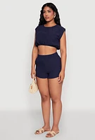 Womens Airy Dolman Sleeve Crop Top, L