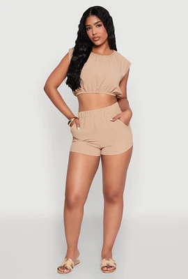 Womens Airy High Waisted Shorts,