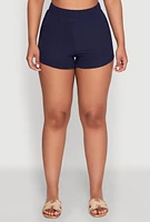 Womens Airy High Waisted Shorts, Blue,