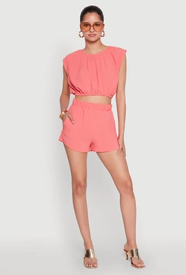 Womens Airy High Waisted Shorts, Pink, Size M