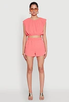 Womens Airy High Waisted Shorts, Pink, Size M