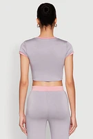 Womens Short Sleeve Ringer Crop Top,