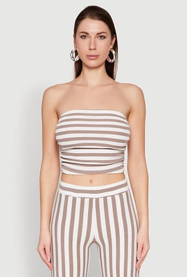 Womens Striped Tube Top, Multi, Size L