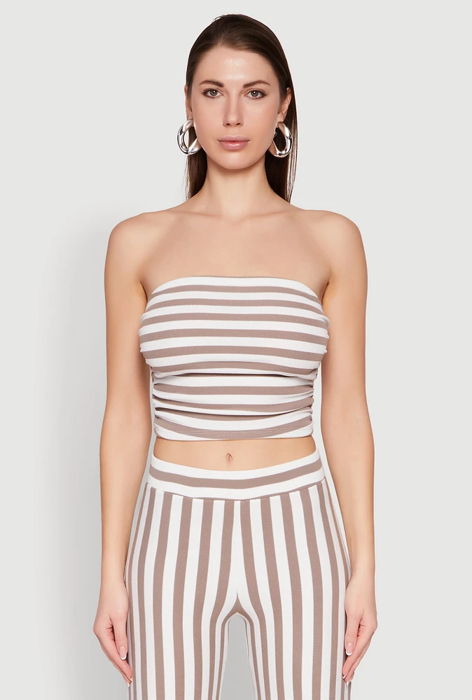 Womens Striped Tube Top, Multi, Size S