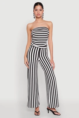 Womens Striped Wide Leg Pants, L