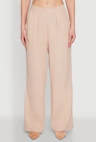 Womens Stylish Gauze Knit Elastic Waist Pleated Palazzo Pants,