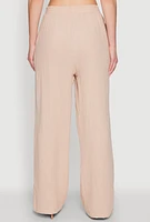Womens Stylish Gauze Knit Elastic Waist Pleated Palazzo Pants,