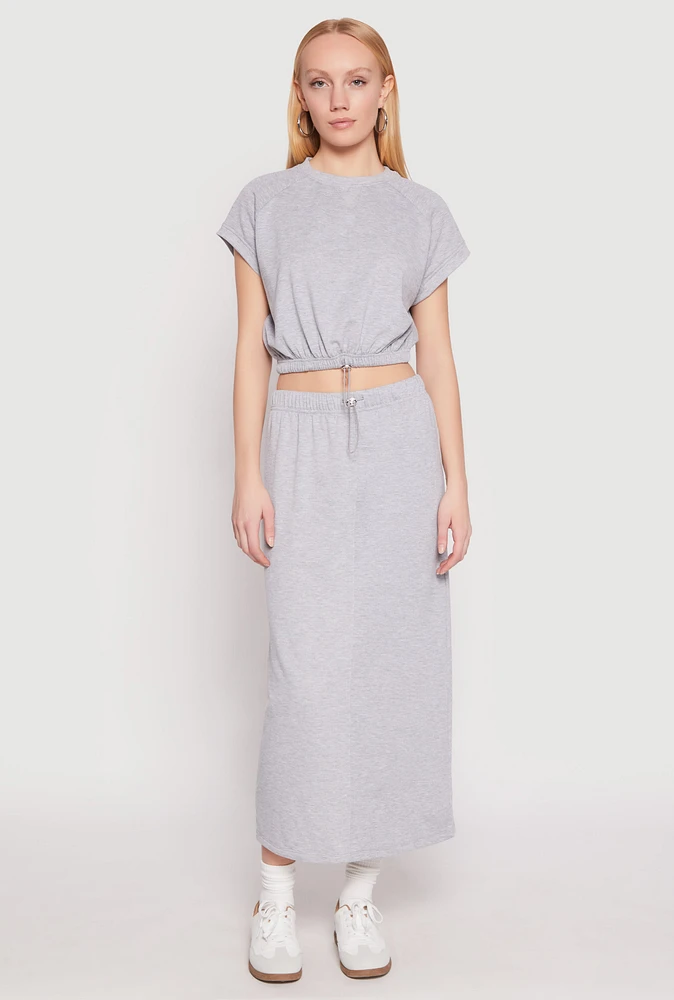 Womens Almost Famous Fleece Maxi Skirt, Grey,