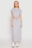Womens Almost Famous Fleece Maxi Skirt, Grey,