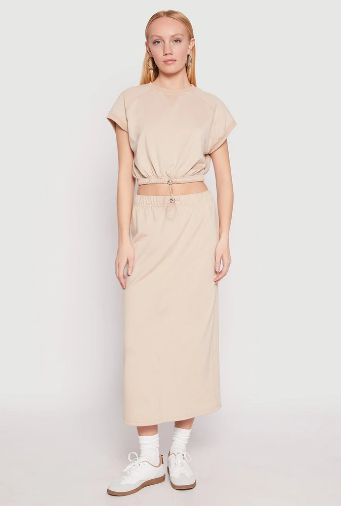 Womens Almost Famous Fleece Maxi Skirt, Khaki, Size L