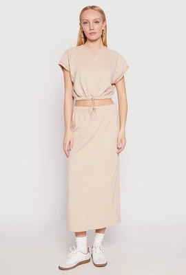 Womens Almost Famous Fleece Maxi Skirt, Khaki, Size L