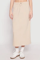 Womens Almost Famous Fleece Maxi Skirt, Khaki, Size L