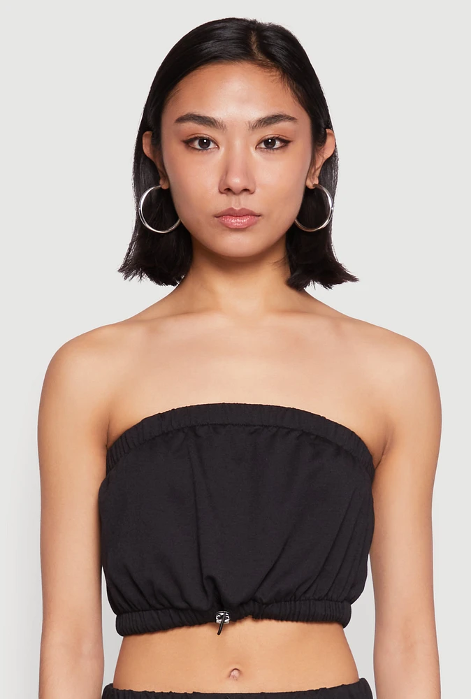 Womens Almost Famous Toggle Drawstring Bandeau Top, M