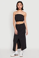 Womens Almost Famous Toggle Drawstring Bandeau Top, M