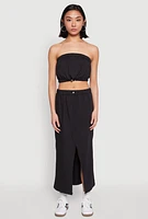 Womens Almost Famous Toggle Drawstring Bandeau Top,