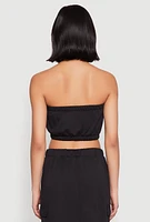 Womens Almost Famous Toggle Drawstring Bandeau Top, M