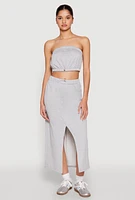 Womens Almost Famous Toggle Drawstring Bandeau Top, Grey, Size M