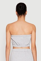 Womens Almost Famous Toggle Drawstring Bandeau Top, Grey, Size M