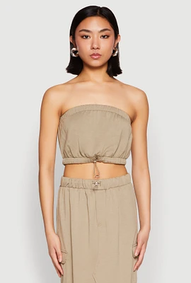 Womens Almost Famous Toggle Drawstring Bandeau Top,