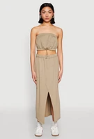 Womens Almost Famous Toggle Drawstring Bandeau Top, Green,