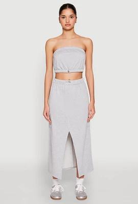 Womens Almost Famous Fleece Slit Front Cargo Skirt, Grey, Size XL