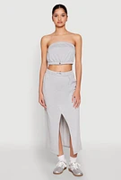 Womens Almost Famous Fleece Slit Front Cargo Skirt, Grey, Size XL