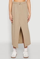 Womens Almost Famous Fleece Slit Front Cargo Skirt,