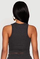 Womens Almost Famous Ribbed Knit Racerback Tank Top, Grey, Size S