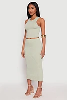 Womens Almost Famous Ribbed Knit Racerback Tank Top, Green, Size M