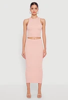 Womens Almost Famous Ribbed Knit Racerback Tank Top, Pink, Size M