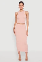 Womens Almost Famous Ribbed Knit Racerback Tank Top, Pink, Size M