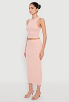 Womens Almost Famous Ribbed Knit Racerback Tank Top, Pink, Size M