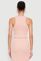 Womens Almost Famous Ribbed Knit Racerback Tank Top, Pink, Size M