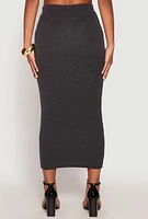 Womens Almost Famous Ribbed Knit Midi Skirt, Grey, Size L