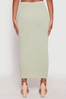 Womens Almost Famous Ribbed Knit Midi Skirt, Green, Size S