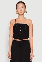 Womens Almost Famous Faux Button Cropped Cami, S