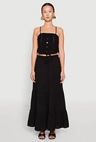Womens Almost Famous Faux Button Cropped Cami,