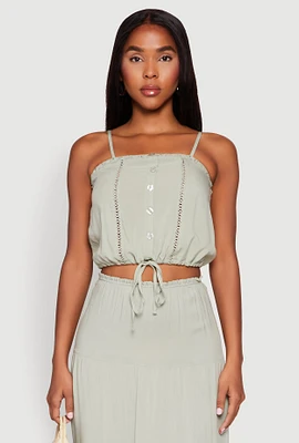 Womens Almost Famous Faux Button Cropped Cami,