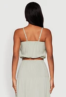 Womens Almost Famous Faux Button Cropped Cami, Green, Size M