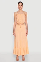Womens Almost Famous Faux Button Cropped Cami, Orange,