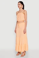Womens Almost Famous Faux Button Cropped Cami, Orange,
